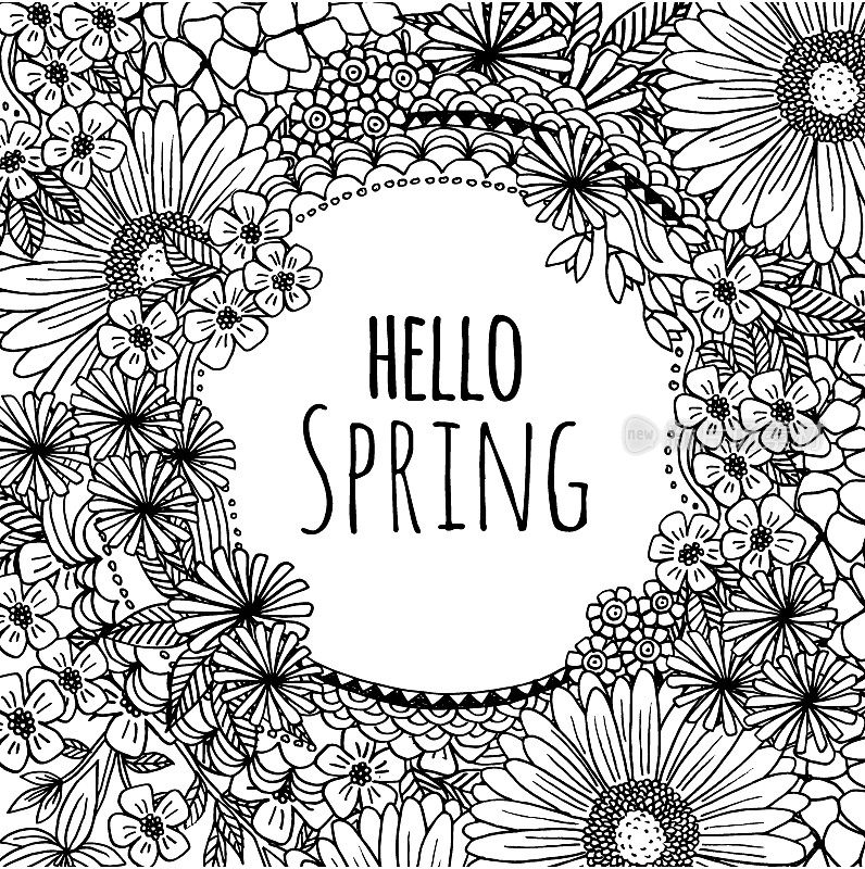 手绘花架“hello spring”